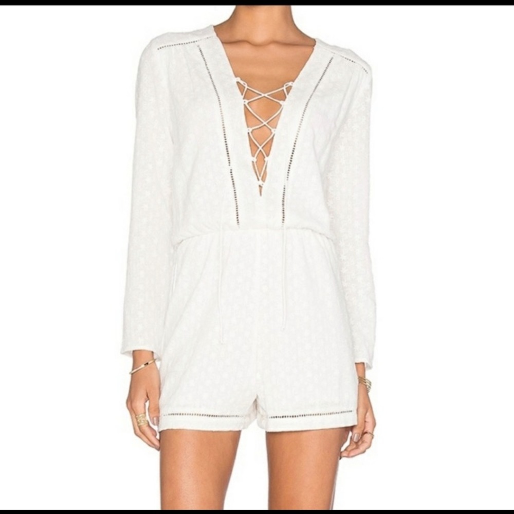 Lulu's WAYF beautiful eyelet lace up romper